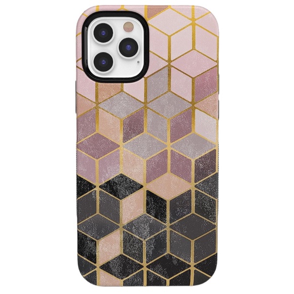 CASELY Military Grade Gold Black Geometric MagSafe iPhone 13 PRO MAX Hard Case - Picture 1 of 9
